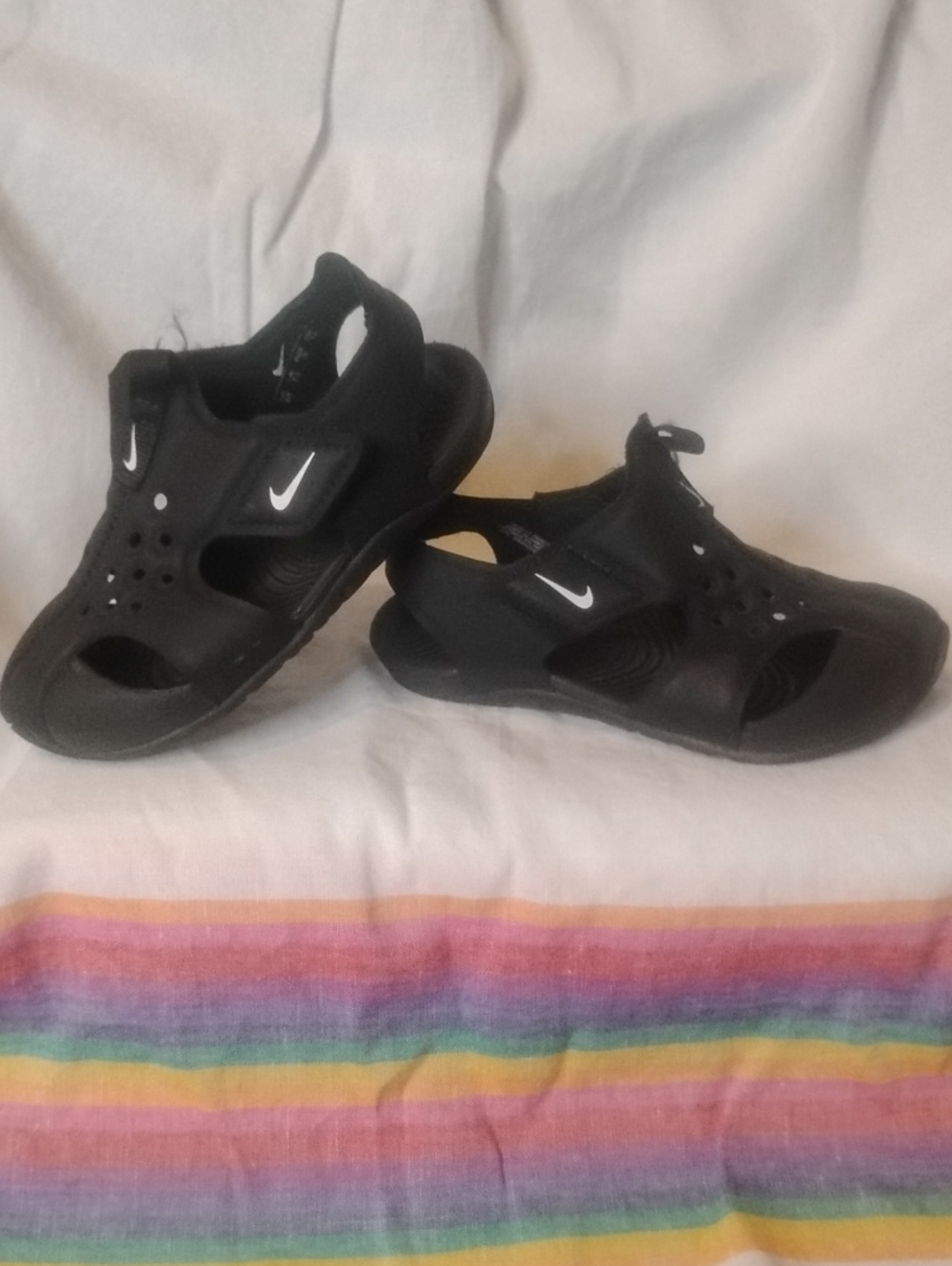 Nike Kids Black Water Sandals with White Swoosh